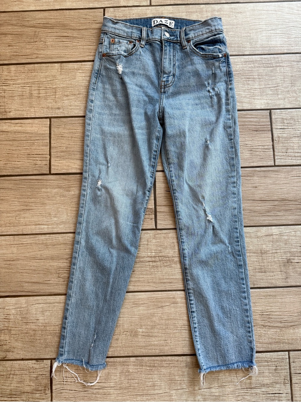 DAZE High-Rise Distressed Light Blue Women's Jeans